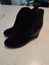 Mode De Pelle Black Suede Ankle Boots Size 5 UK
