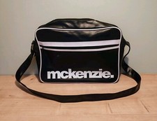 MacKenzie Black & White Leatherette Messenger Bag / Satchel - Retro Mckenzie