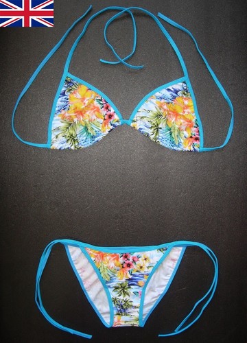 Turquoise floral bikini - turquoise,