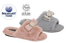WOMENS FLUFFY SLIPPERS BOW FURRY SOFT WARM SLIPPERS MULES SHOES LADIES SIZE