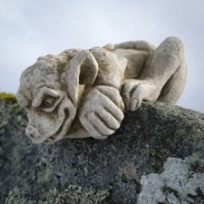 Peeping gremlin stone statue - peeping,