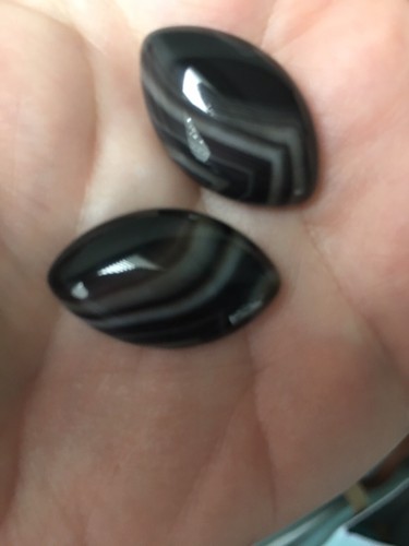 Pair oval agate cabochons - pair,