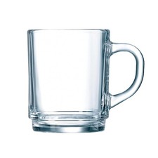 Luminarc Mug Tempered Glass Clear Stackable Retro Dishwasher Safe Coffee 250ml