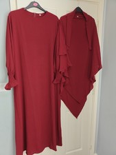 Burgundy Long Abaya with 2