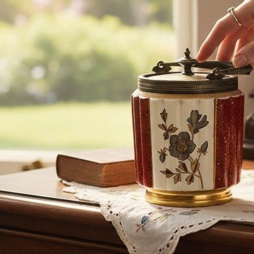 Antique floral ceramic biscuit - antique,