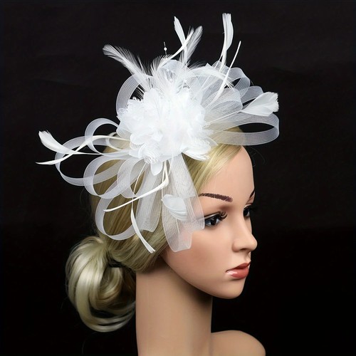 Flower feather hair hat - flower,
