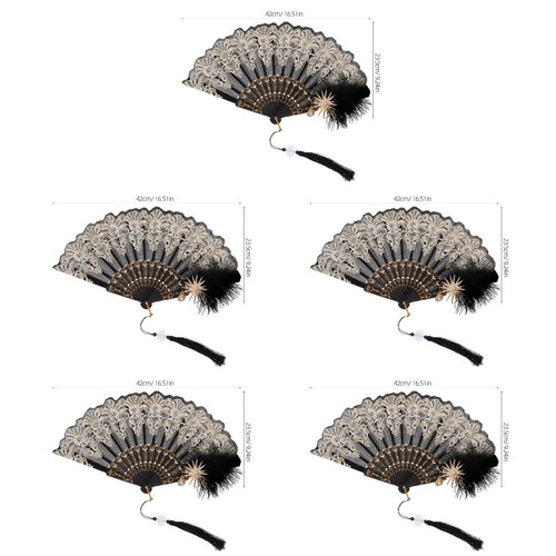 5pcs foldable plumage fan - foldable,