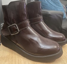 Tu Patent Dark Red/ Burgundy Faux Leather Ankle Boots Size 5 New