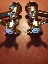 Victorian Plumbing Heritage 1924 Vintage Brass Sink Taps. Vintage Gold Finish.