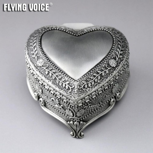 Vintage alloy heart music box - alloy,
