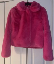 NWT SO Kohl’s Hot Pink Faux Fur Short Jacket Coat Size M MSRP $88