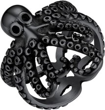 U7 Men's Punk Ring Stainless Steel Black Octopus Ring, Cool Costume Ring