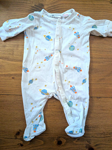 Newborn space print footed - space,