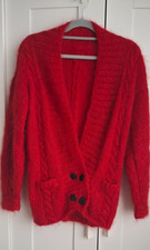Hand Knitted Wool Cardigan Red