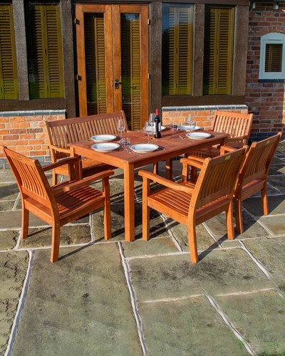 Wooden garden furniture seat - garden,