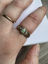 9ct Gold Jade Ring With Diamonds L - L 1/2 Vintage