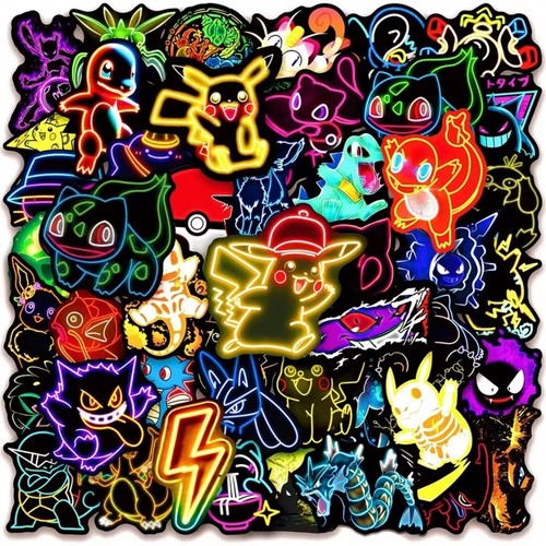 Pokemon neon sign stickers - 50,