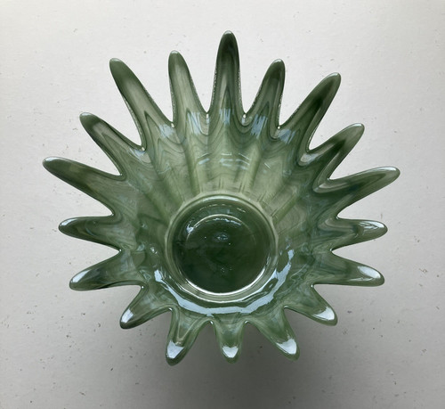 Green glass candle - glass,