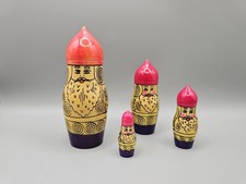 Vintage Wooden Matryoshka USSR Russian Nesting Dolls Set Warrior / Santa - 12cm