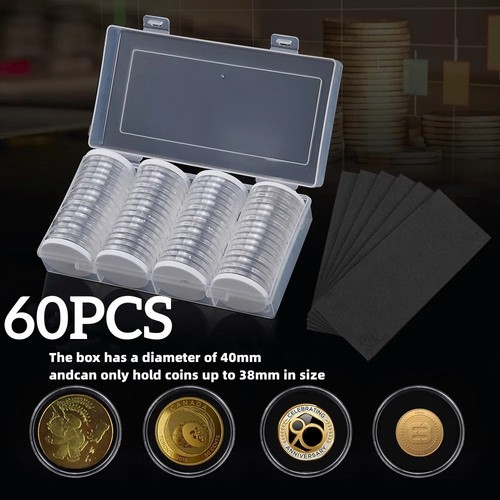 New 60pcs 40mm clear coin - clear,