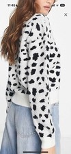 Pieces exclusive crew neck contrast knit in white dalmation print S