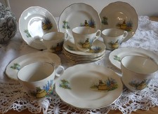 CRINOLINE LADY CUPS SAUCERS & PLATES 1954 + GRINDLEY  STAFFORDSHIRE 6 TRIOS