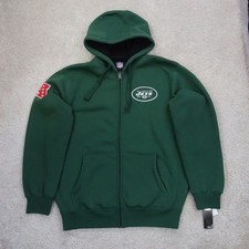 NFL Team Apparel Hoodie Mens Large New York Jets Zip Green Fleece Lined Varsity