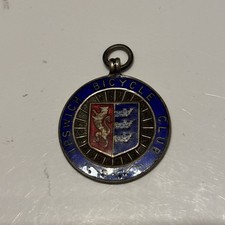 Sterling Silver Colourful Enamel Bicycle Club Fob Medal Vintage 1960