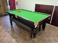 Vintage Mahogany Pool/Billiards Table Made By Riley, With Dining Table Top 7ft