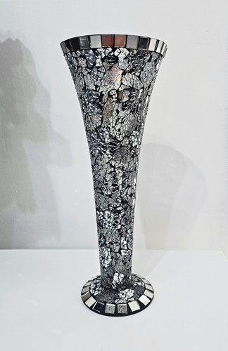 Mosaic glass trumpet vase - glass,