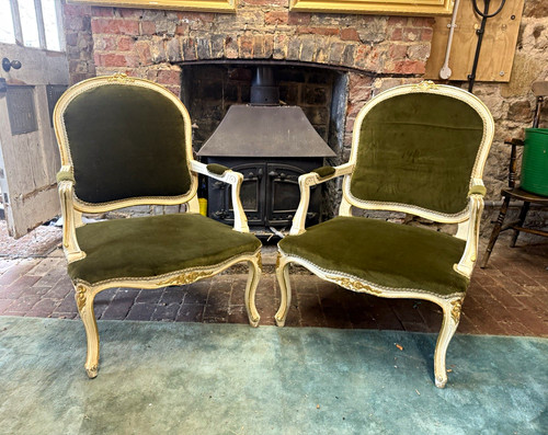 Pair french rococo olive - of,
