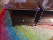 Stag Minstrel Bed Side tablea . Matching Pair In Mahogany Finish.