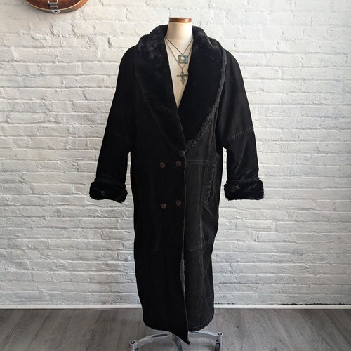 Vintage black suede trench - vintage,