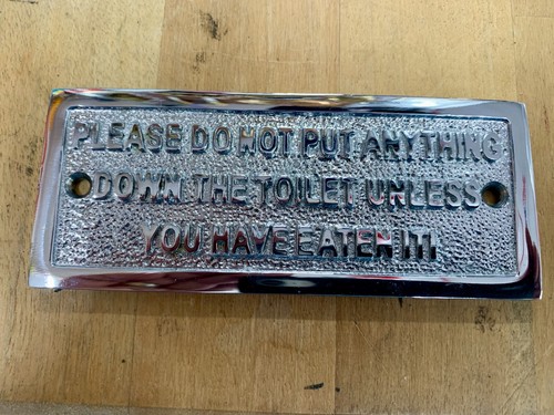 Chrome toilet plate - sign, boat