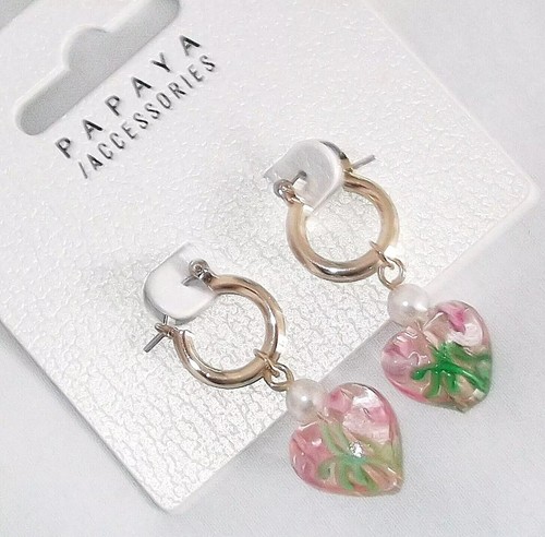 Glass heart drop earrings - drop,