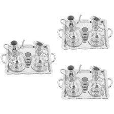  3 Sets Mini House Ornament Miniatures Metal Teapot Kettle Decors