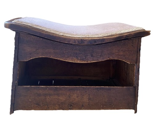 Antique dark oak footstool - antique,