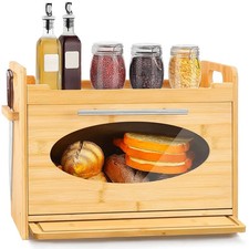 ONUEMP Wooden Bread Bins for Kitchen, Double Decker Bread Boards Wood 40X23.5X30