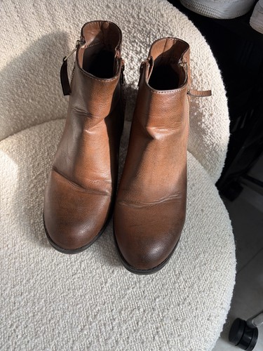 Office brown leather ankle - office,
