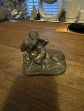 Antique Cast Bronze Dog Greyhound Child Ornament Statue Figure