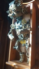Steampunk Robot Baby Hand made wall Art.  18" tall in case and wall mountable