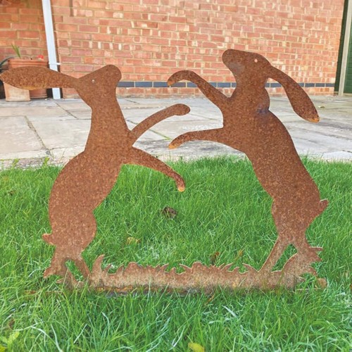 Poppyforge boxing hares garden - poppyforge,