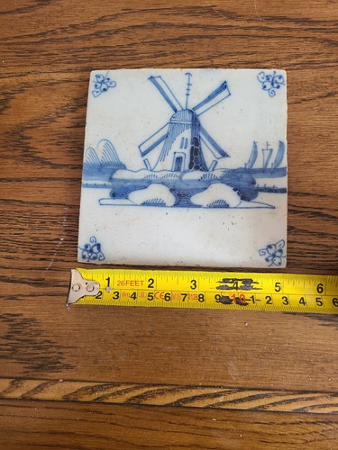 Antique blue delft tile circa - blue,