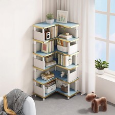 6Tier Bookcase Moistureproof Corner L-shaped Storage Rack Double-Sided Organizer
