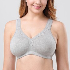 Women Soft Cotton Full Coverage Wireless Big Size Minimizer Bra 34-56 ABCDEFG GG