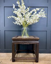 Antique Chinese Hardwood Coffee Table / Rattan Occasional Side Table  / Bedside