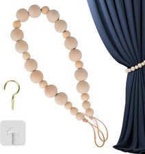 Natural Wooden Beads Curtain Tie Backs - Hand Knitting Rope Ties... 