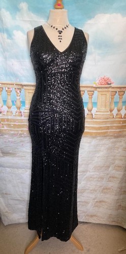 Black sequin evening dress - black,