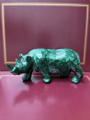 Malachite rhinoceros figurine - rhinoceros,