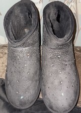 Primark Grey Sequin Boots Size